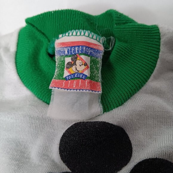 Vintage Mickey Mouse Pajamas Size 2T Toddler Short Sleeve Pant Set Green Fishing - Picture 4 of 12